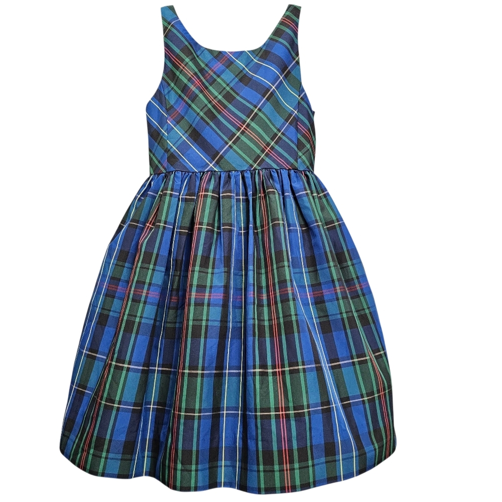 Nwot POLO by Ralph Lauren Royal Blue/Hunter Green Plaid Sleeveless Party Dress